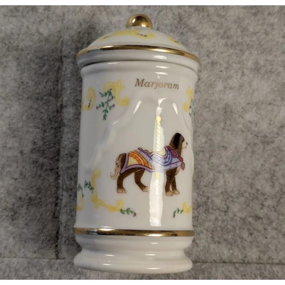 The Spice Carousel Lenox Vintage 1993 Fine Porcelain Marjoram w/ 24k Gold Trim